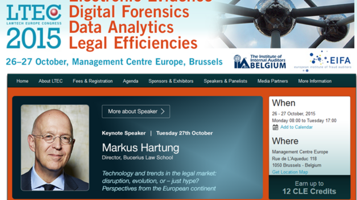Markus Hartung hält Keynote-Rede beim LawTech Europe Congress (26.-27.10.2015, Brüssel) Markus Hartung hält Keynote-Rede beim LawTech Europe Congress (26.-27.10.2015, Brüssel)