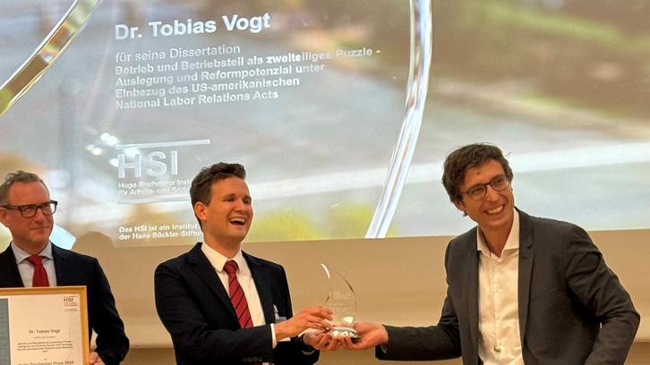 Dritter Dissertationspreis für Dr. Tobias Vogt Dritter Dissertationspreis für Dr. Tobias Vogt